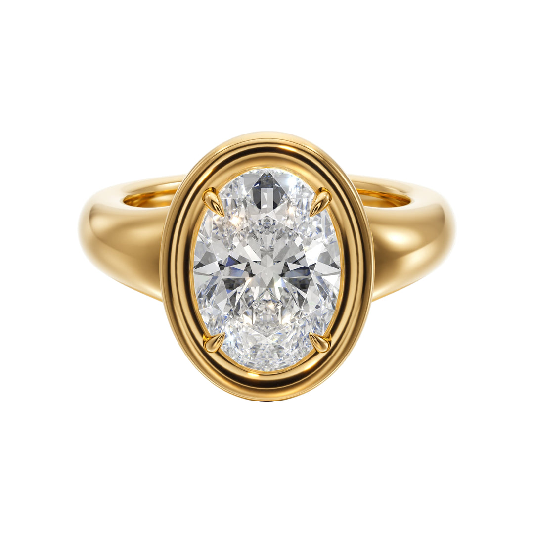 Prong Set Ring Whit Oval Diamond - R1022 in Ring by 18 KARATS