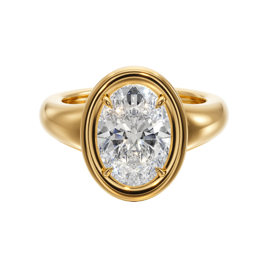 Prong Set Ring Whit Oval Diamond - R1022 in Ring by 18 KARATS