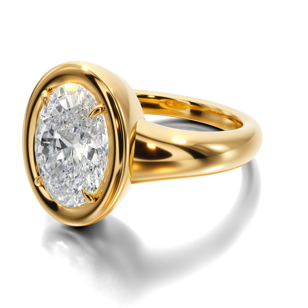 Prong Set Ring Whit Oval Diamond - R1022 in Ring by 18 KARATS