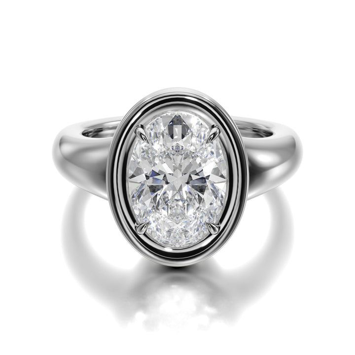 Prong Set Ring Whit Oval Diamond - R1022 in Ring by 18 KARATS