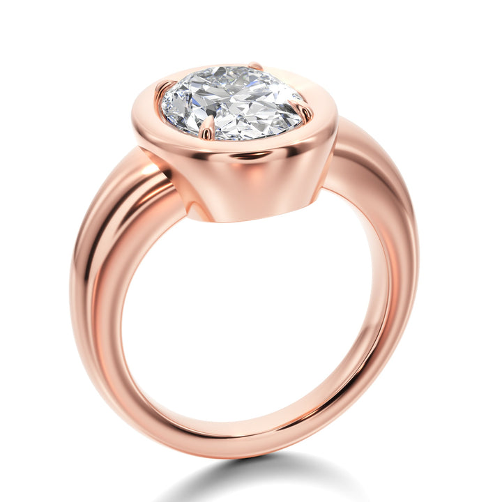 Prong Set Ring Whit Oval Diamond - R1022 in Ring by 18 KARATS