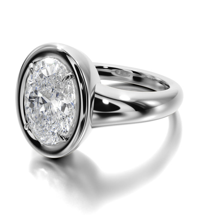 Prong Set Ring Whit Oval Diamond - R1022 in Ring by 18 KARATS