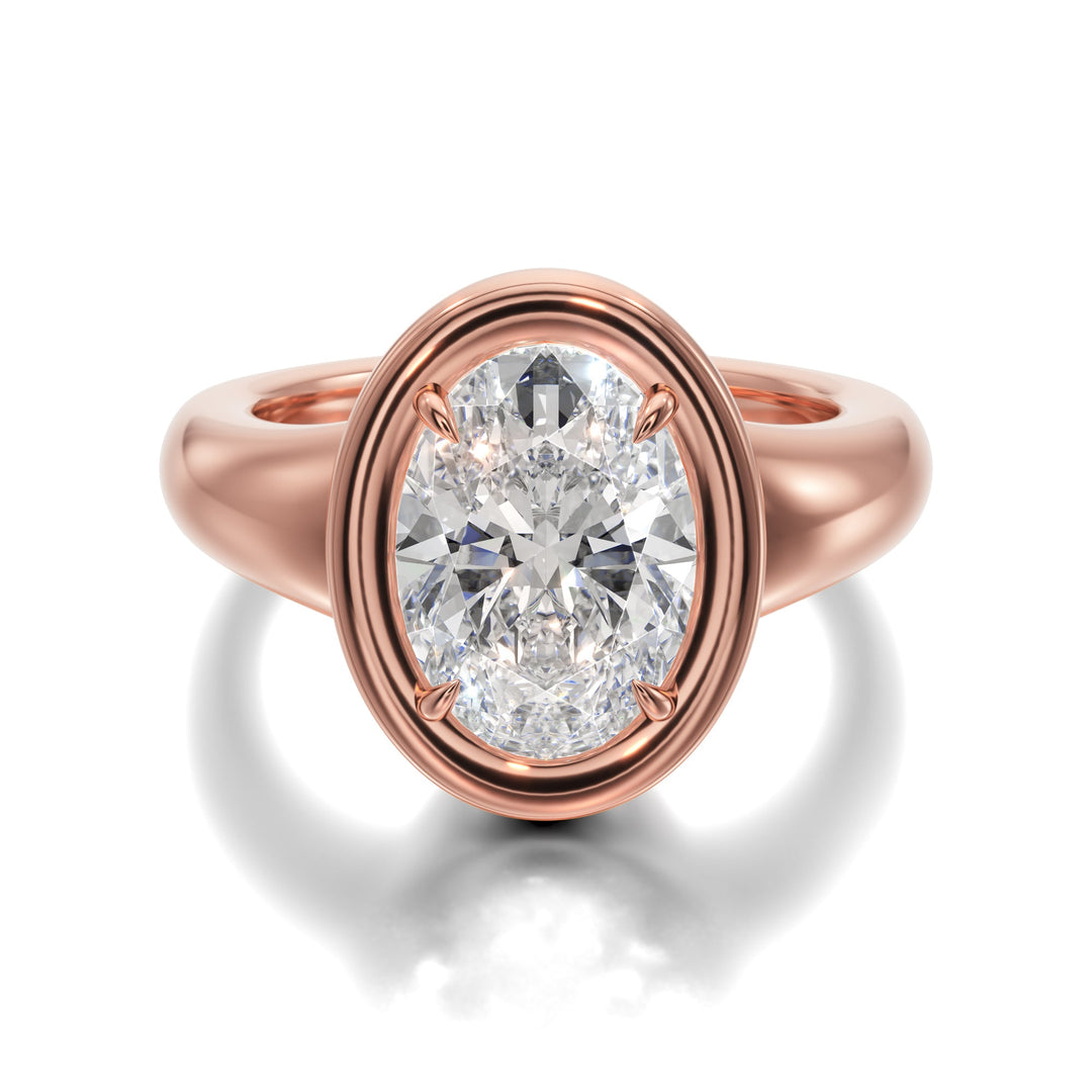 Prong Set Ring Whit Oval Diamond - R1022 in Ring by 18 KARATS