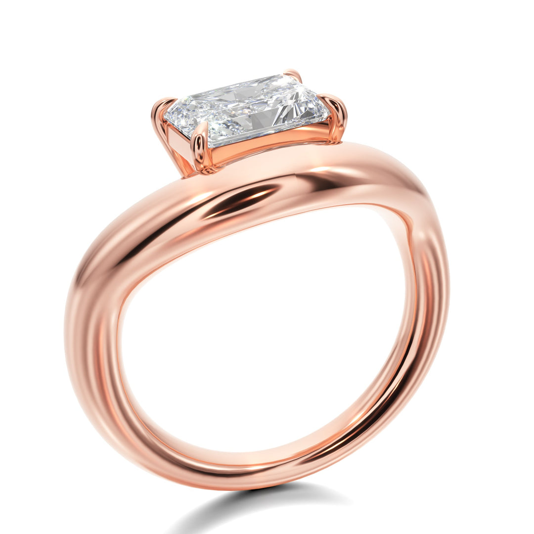 Prong Set Ring With Emerald Diamond - R1024 in Ring by 18 KARATS