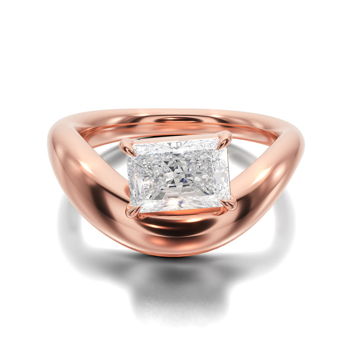 Prong Set Ring With Emerald Diamond - R1024 in Ring by 18 KARATS