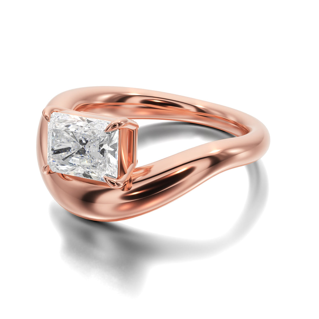 Prong Set Ring With Emerald Diamond - R1024 in Ring by 18 KARATS