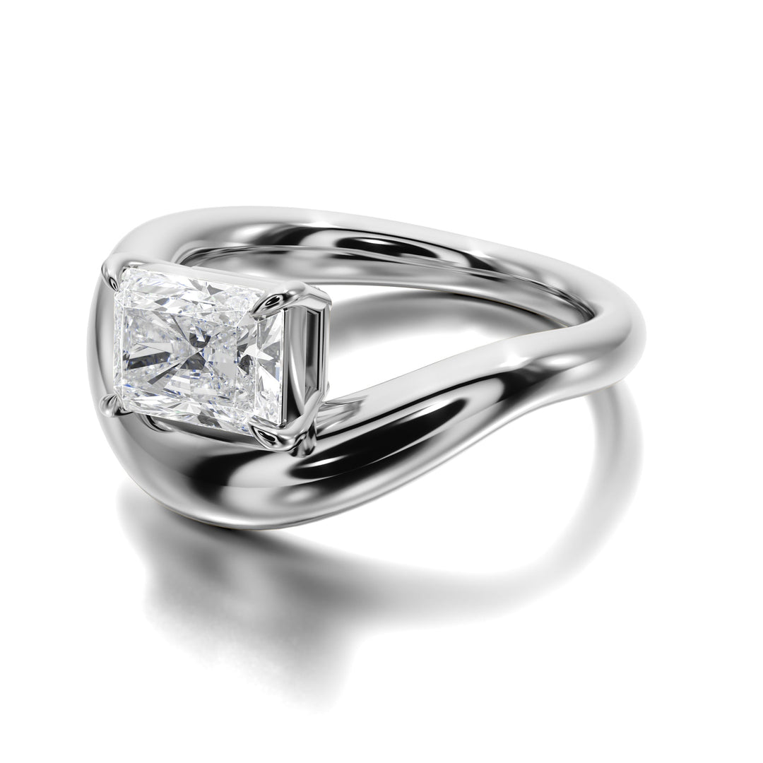 Prong Set Ring With Emerald Diamond - R1024 in Ring by 18 KARATS