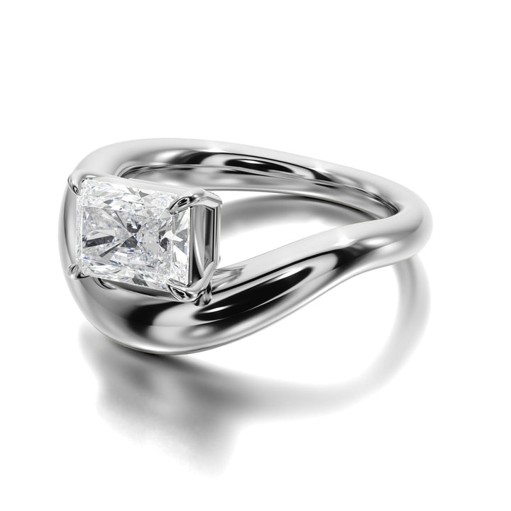 Prong Set Ring With Emerald Diamond - R1024 in Ring by 18 KARATS