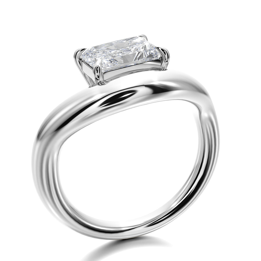 Prong Set Ring With Emerald Diamond - R1024 in Ring by 18 KARATS