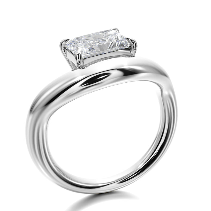 Prong Set Ring With Emerald Diamond - R1024 in Ring by 18 KARATS