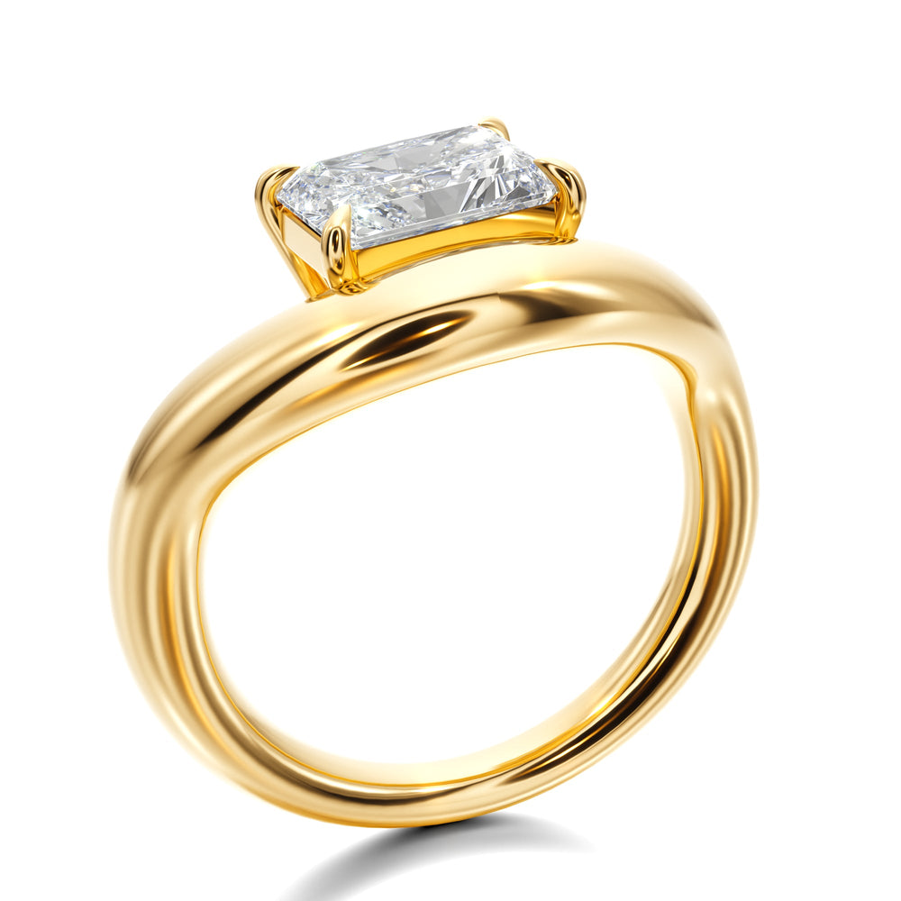 Prong Set Ring With Emerald Diamond - R1024 in Ring by 18 KARATS