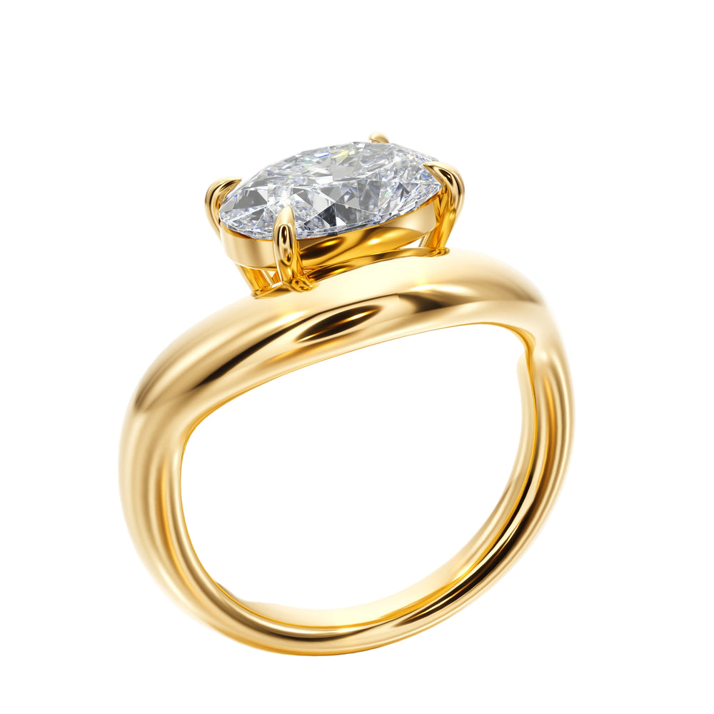 Prong Set Ring With Oval Diamond - R1023 in Ring by 18 KARATS
