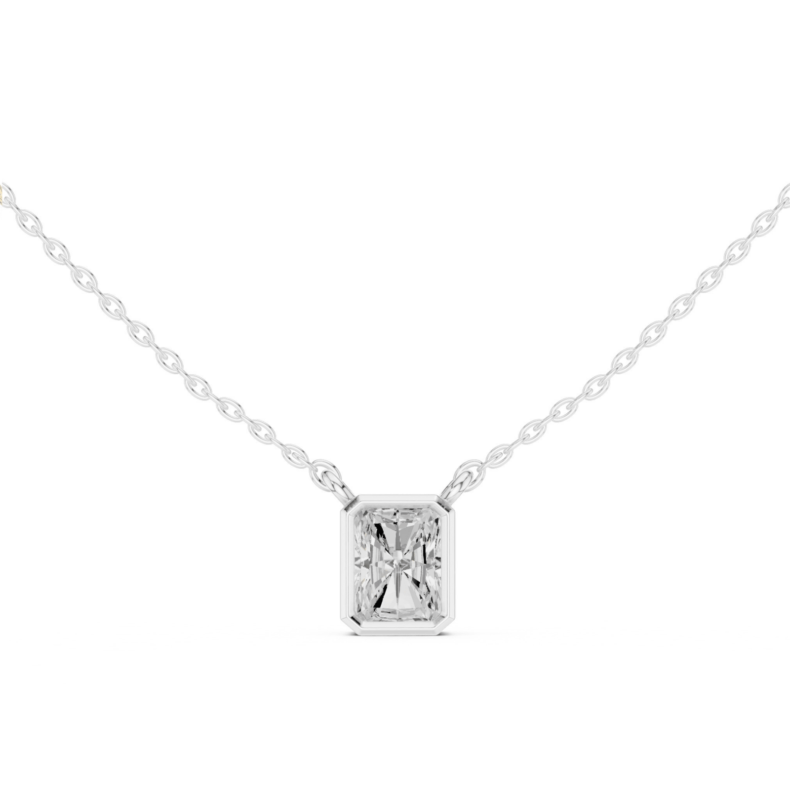 Radiant Bezel 1.5 ctw Diamond Necklace - P1132 in Necklace by 18 KARATS INC.