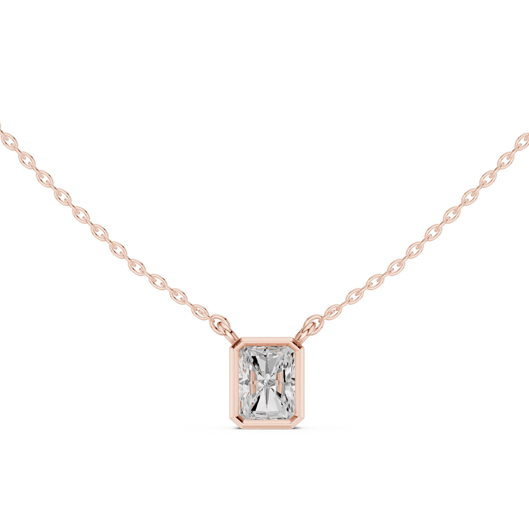 Radiant Bezel 1.5 ctw Diamond Necklace - P1132 in Necklace by 18 KARATS INC.