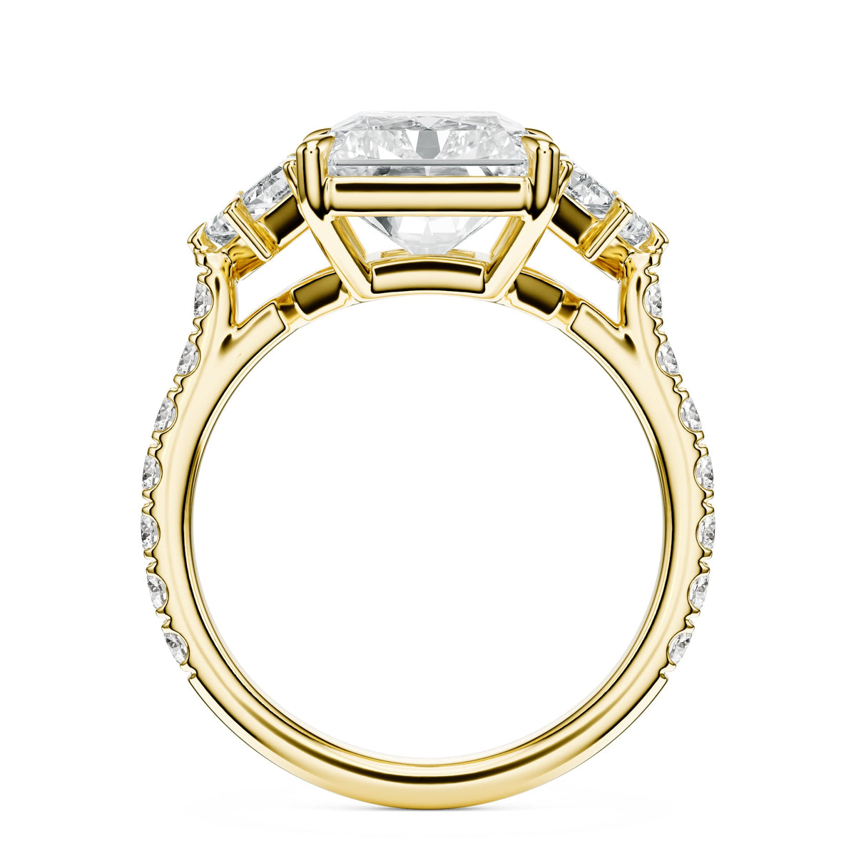 Radiant & Cadillac Three-Stone Diamond Engagement Ring in Ring by 18 KARATS INC.
