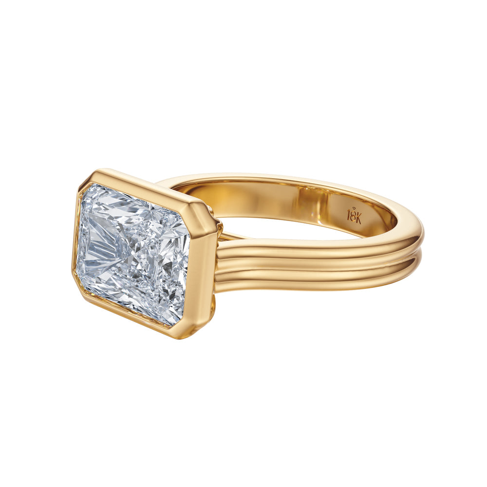 Radiant - Cut Bezel Diamond Ring - R1041 in Ring by 18 KARATS