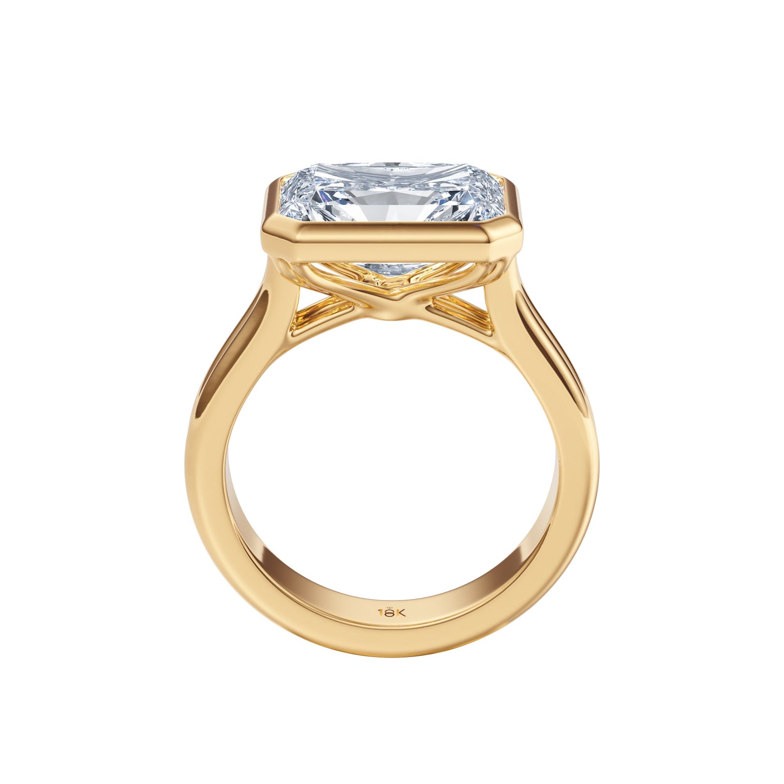 Radiant - Cut Bezel Diamond Ring - R1041 in Ring by 18 KARATS