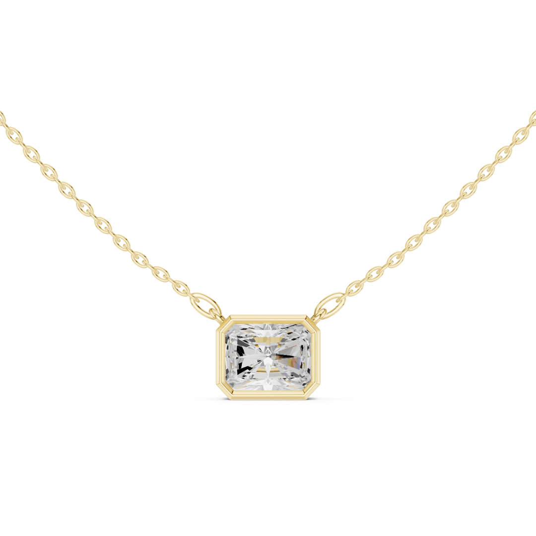 Radiant Cut Diamond Bezel Solitaire - P1135RA in Necklace by 18 KARATS INC.