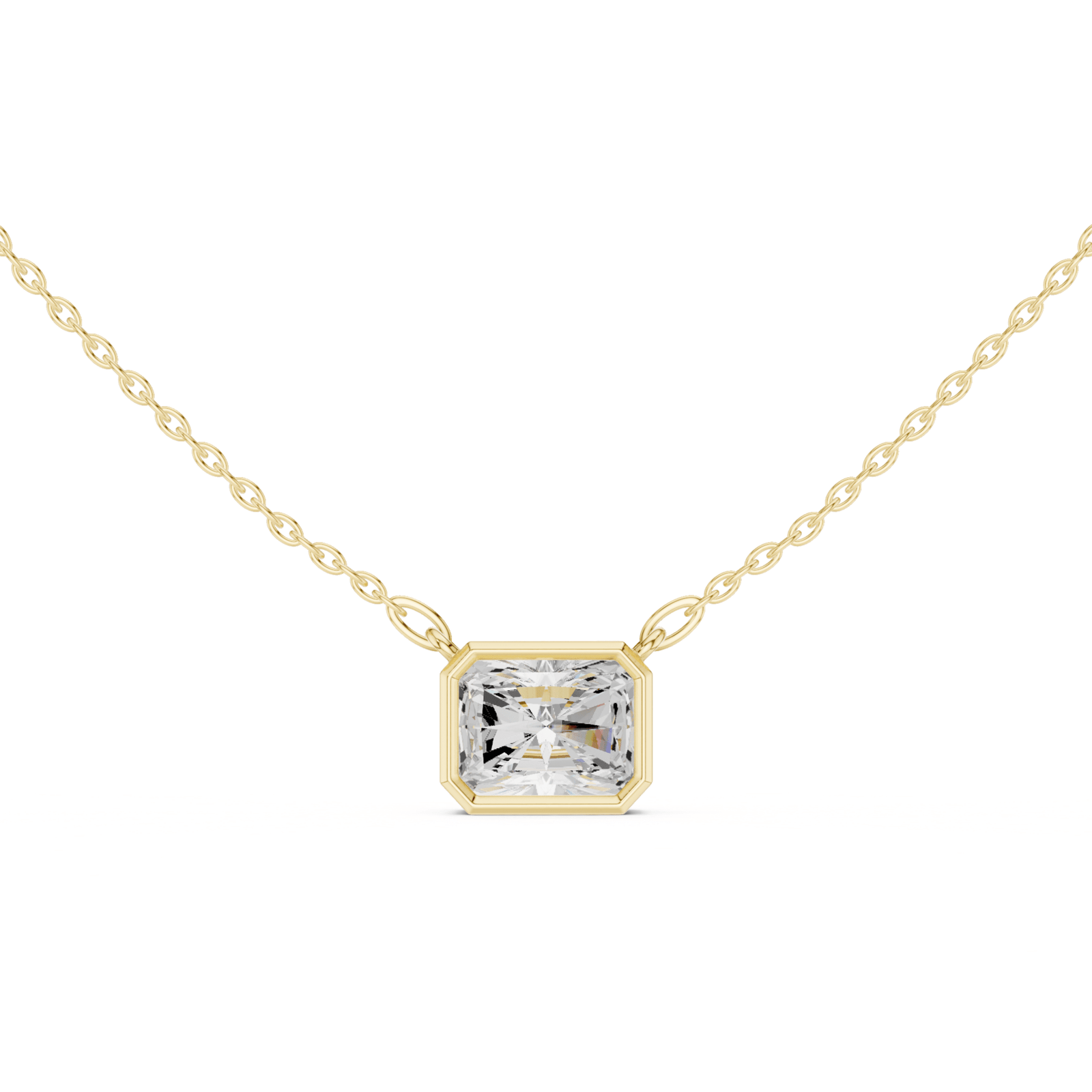 Radiant Cut Diamond Bezel Solitaire - P1135RA in Necklace by 18 KARATS INC.