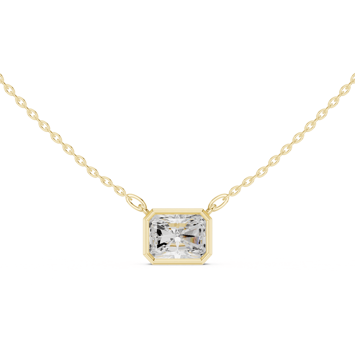 Radiant Cut Diamond Bezel Solitaire - P1135RA in Necklace by 18 KARATS INC.