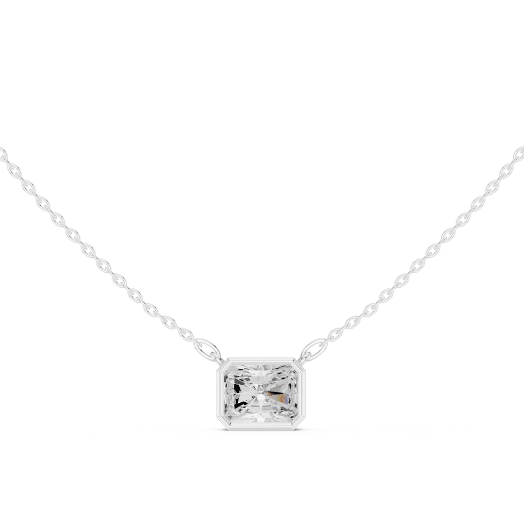 Radiant Cut Diamond Bezel Solitaire - P1135RA in Necklace by 18 KARATS INC.