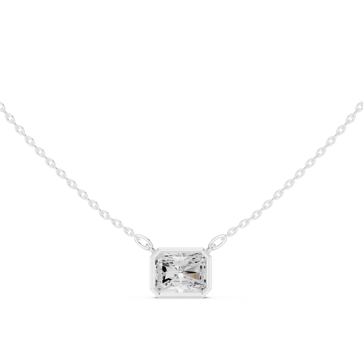 Radiant Cut Diamond Bezel Solitaire - P1135RA in Necklace by 18 KARATS INC.