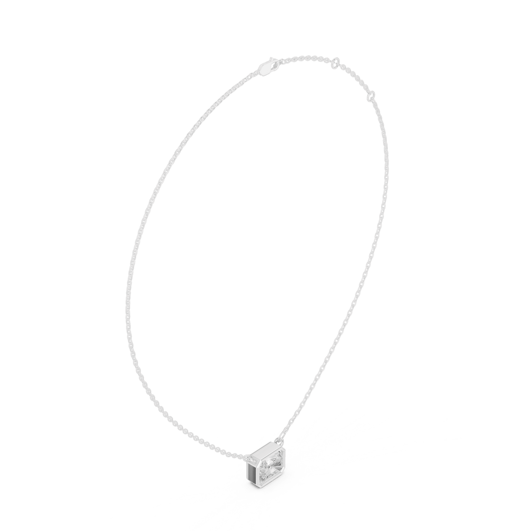 Radiant Cut Diamond Bezel Solitaire - P1135RA in Necklace by 18 KARATS INC.