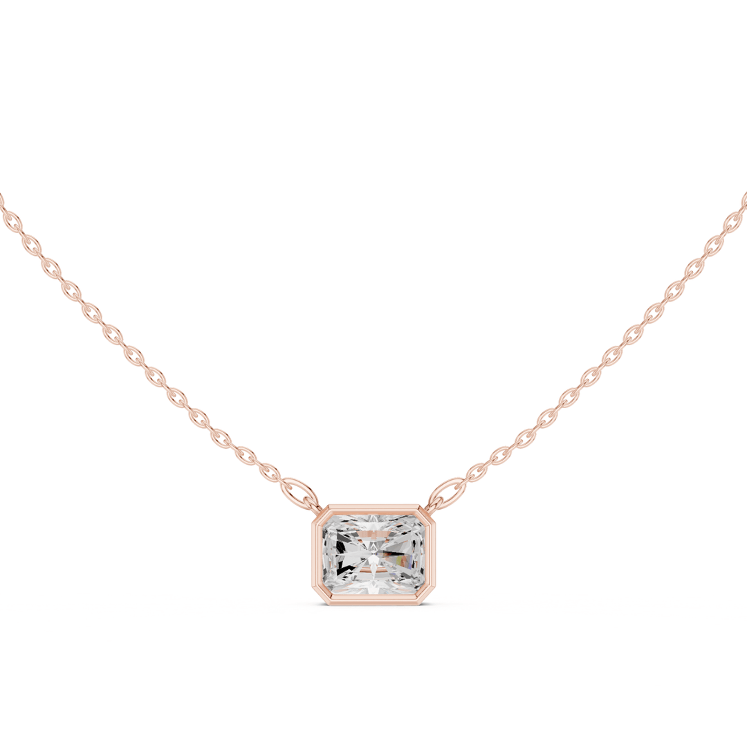Radiant Cut Diamond Bezel Solitaire - P1135RA in Necklace by 18 KARATS INC.
