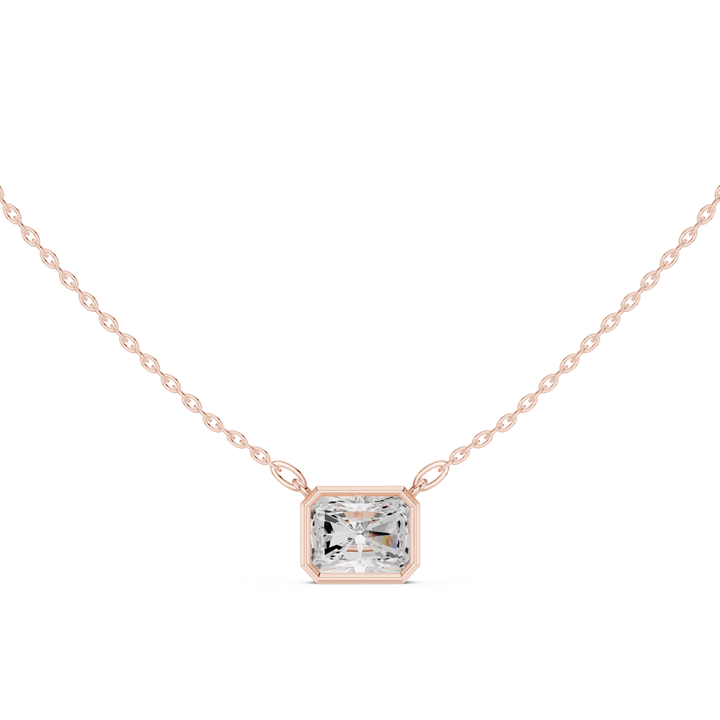Radiant Cut Diamond Bezel Solitaire - P1135RA in Necklace by 18 KARATS INC.