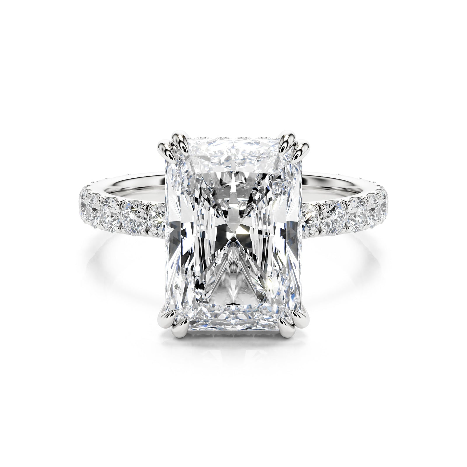 Radiant Cut Diamond Pavé Engagement Ring - R1272 in Ring by 18 KARATS INC.
