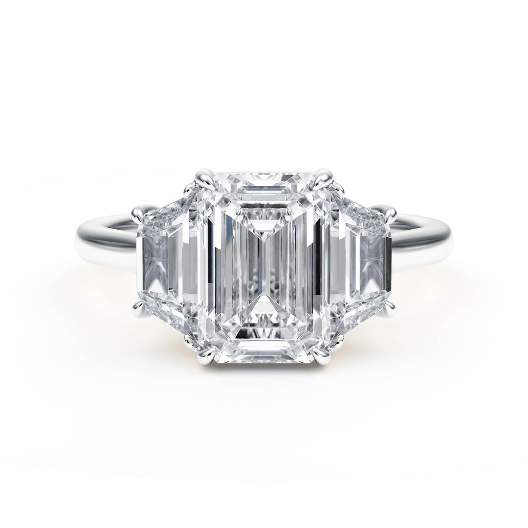Regent Emerald Three - Stone Engagement Ring - R1089 in Ring by 18 KARATS INC.