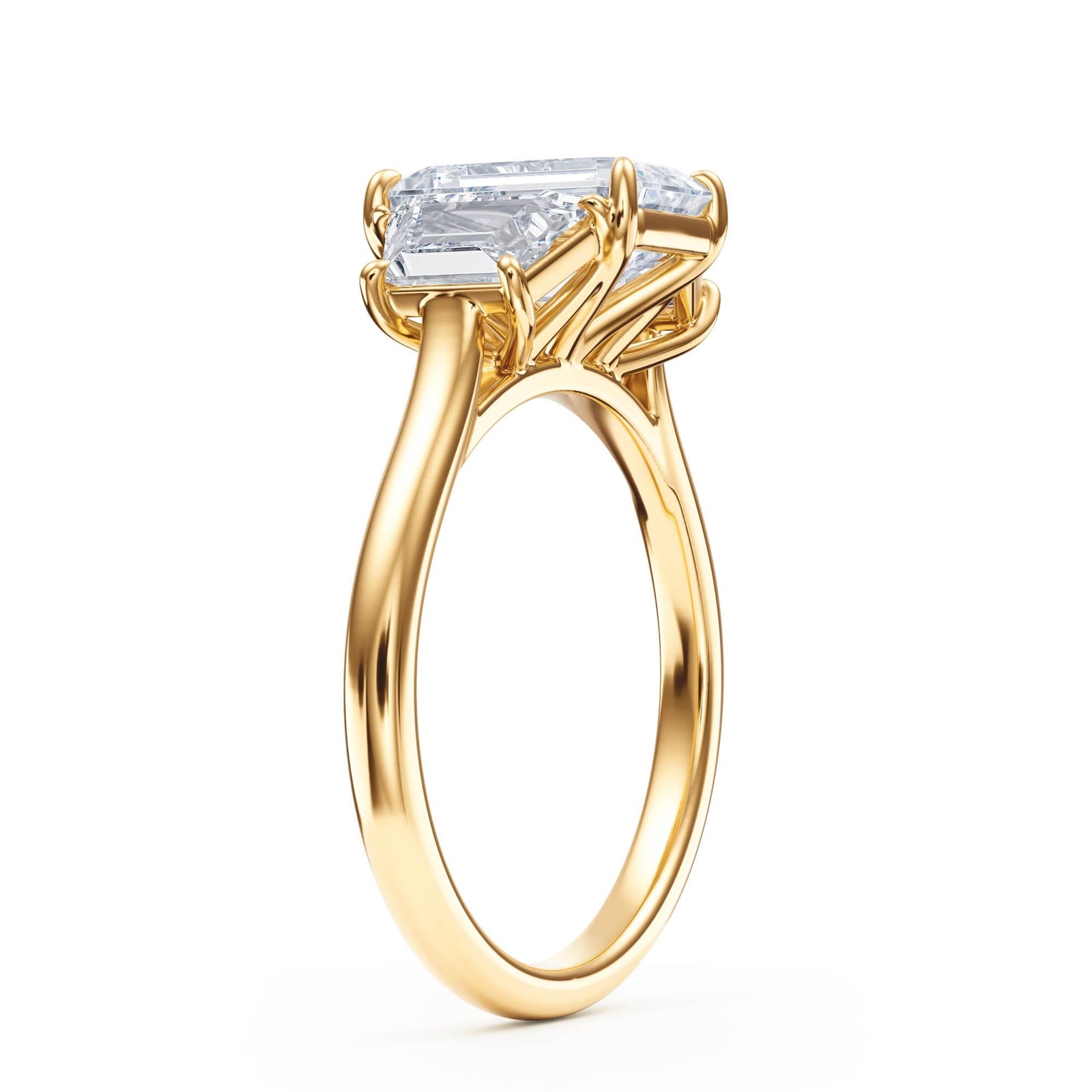 Regent Emerald Three - Stone Engagement Ring - R1089 in Ring by 18 KARATS INC.