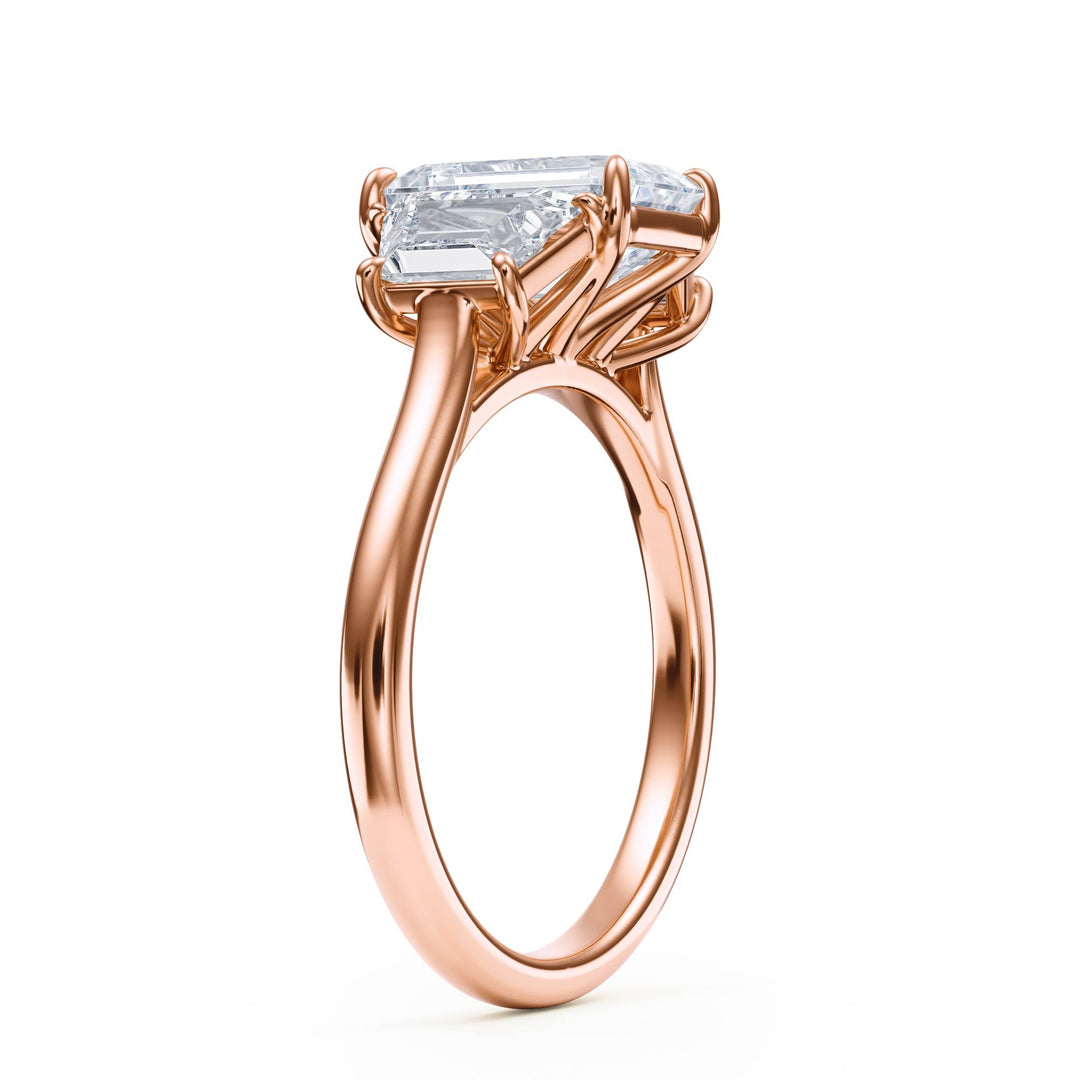 Regent Emerald Three - Stone Engagement Ring - R1089 in Ring by 18 KARATS INC.