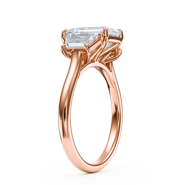 Regent Emerald Three - Stone Engagement Ring - R1089 in Ring by 18 KARATS INC.