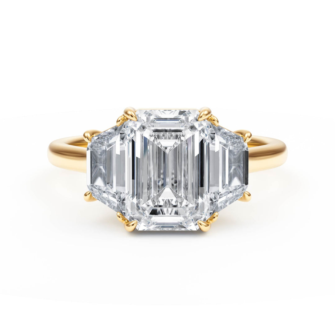 Regent Emerald Three - Stone Engagement Ring - R1089 in Ring by 18 KARATS INC.