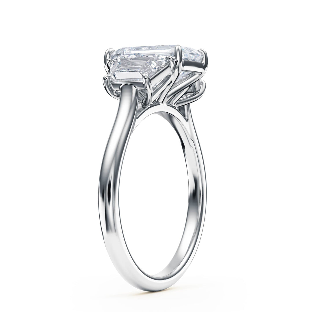Regent Emerald Three - Stone Engagement Ring - R1089 in Ring by 18 KARATS INC.