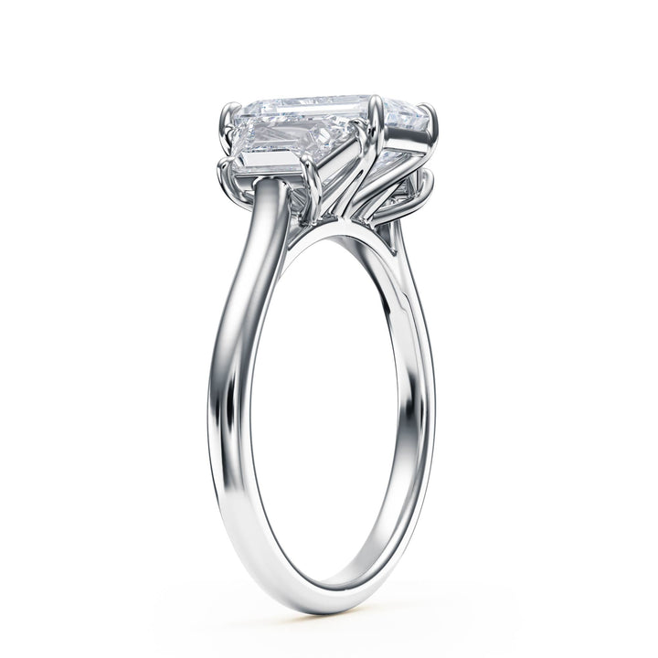 Regent Emerald Three - Stone Engagement Ring - R1089 in Ring by 18 KARATS INC.