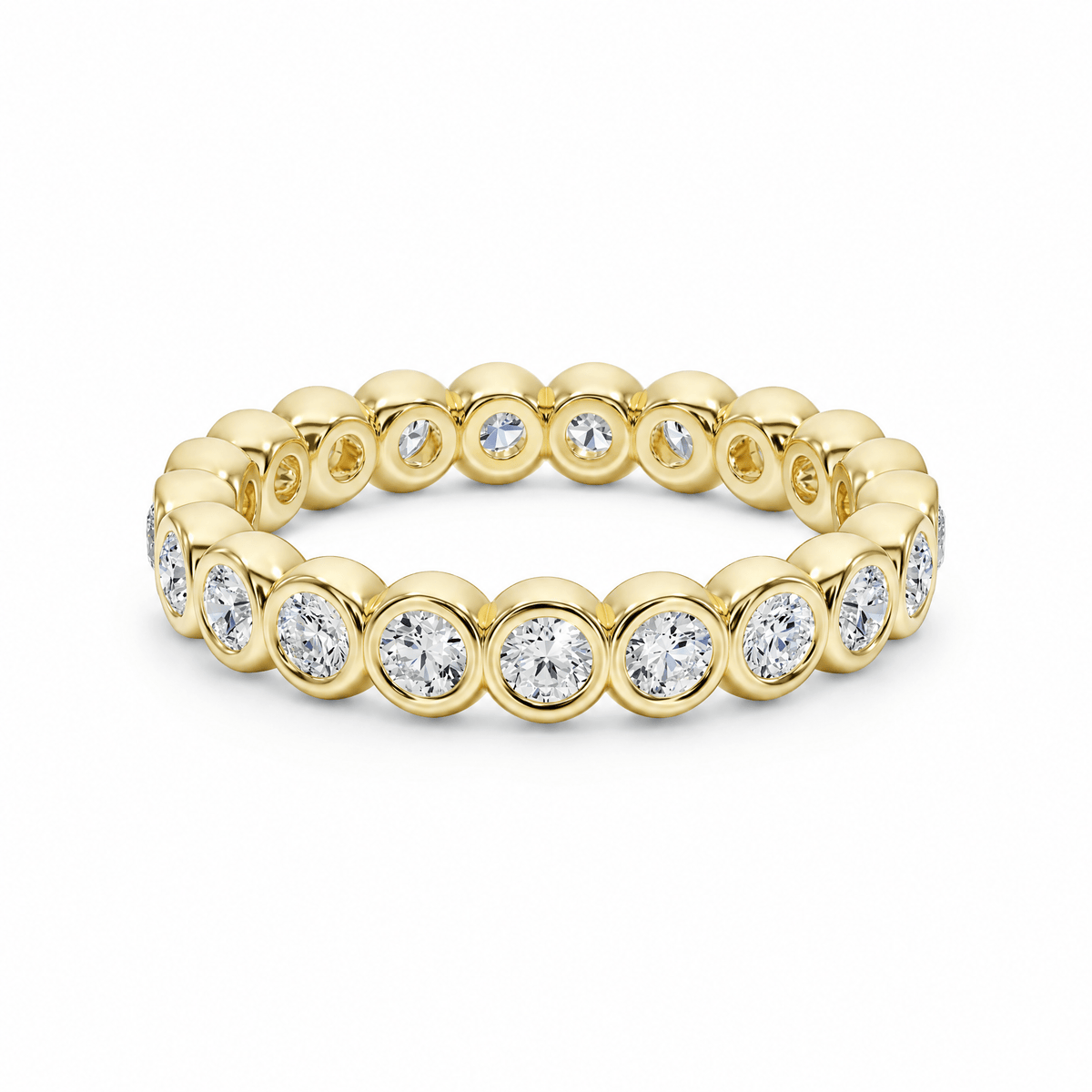 Round Bezel Diamond Wedding Band in Wedding Bands by 18 KARATS INC.