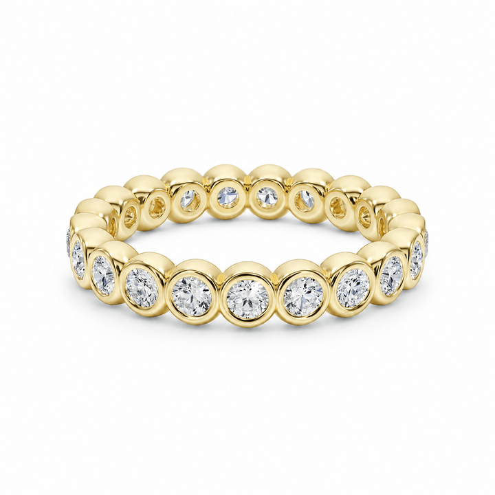 Round Bezel Diamond Wedding Band in Wedding Bands by 18 KARATS INC.