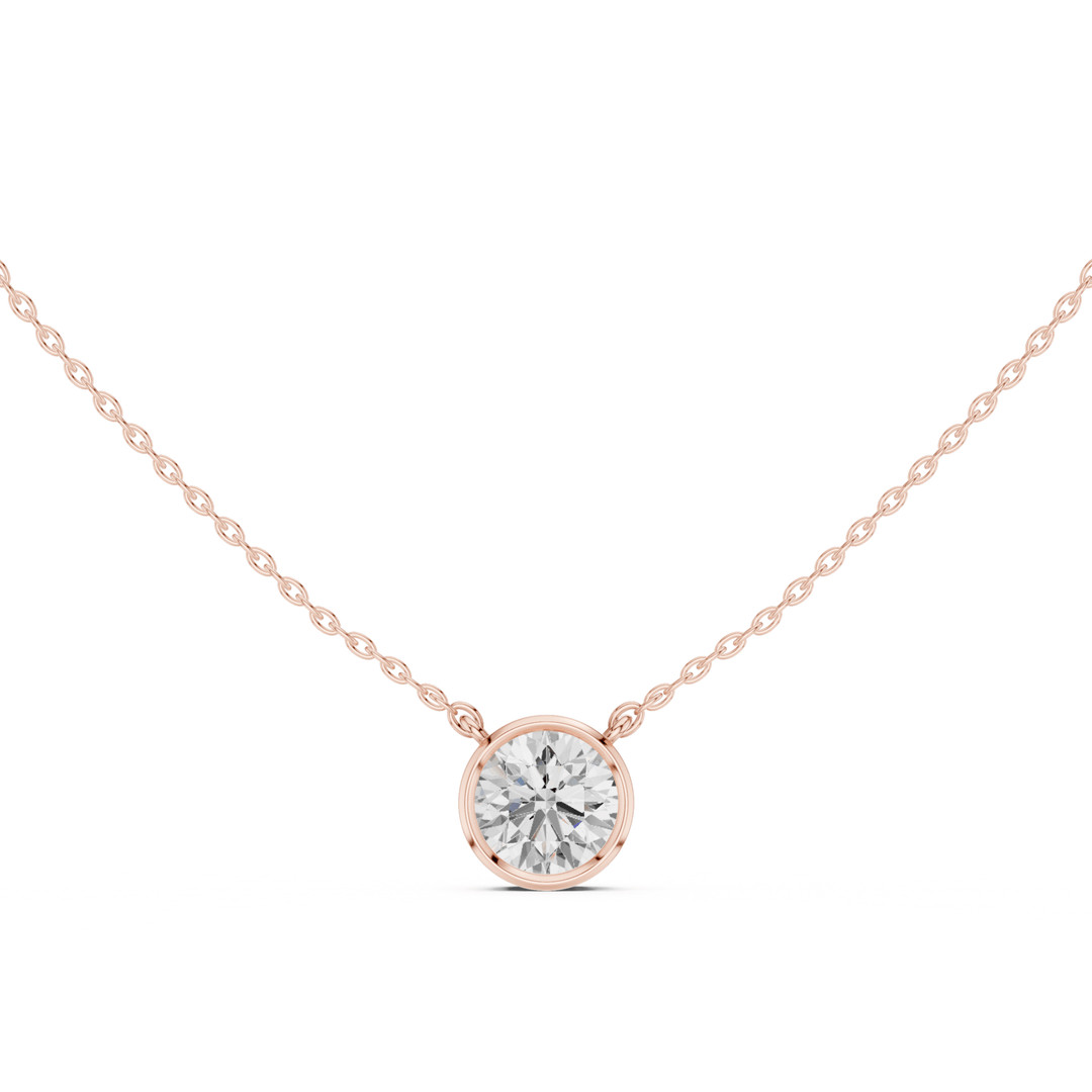 Round Cut Diamond Bezel Solitaire - P1135RD in Necklace by 18 KARATS INC.