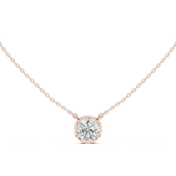Round Cut Diamond Bezel Solitaire - P1135RD in Necklace by 18 KARATS INC.