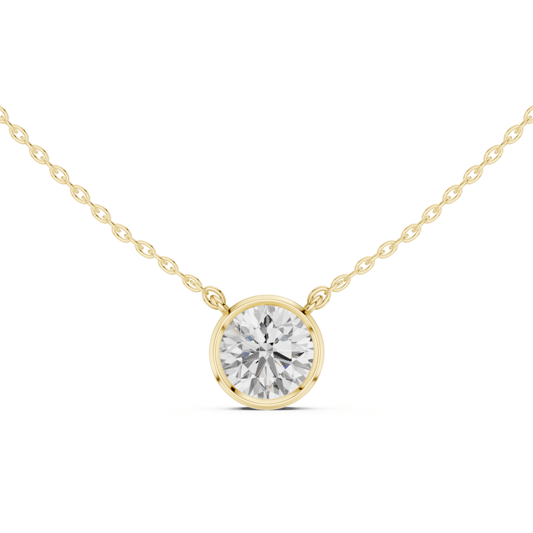 Round Cut Diamond Bezel Solitaire - P1135RD in Necklace by 18 KARATS INC.