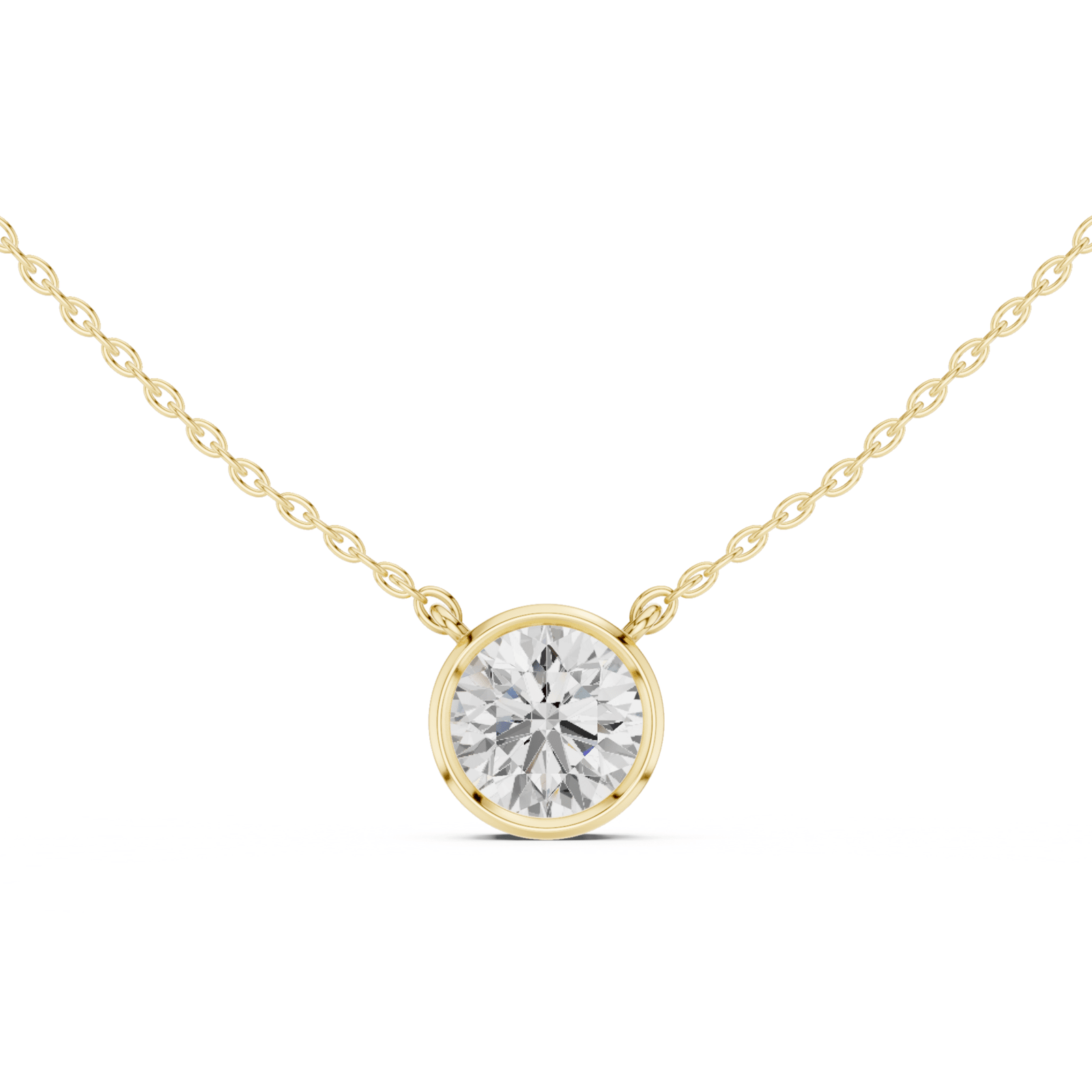 Round Cut Diamond Bezel Solitaire - P1135RD in Necklace by 18 KARATS INC.