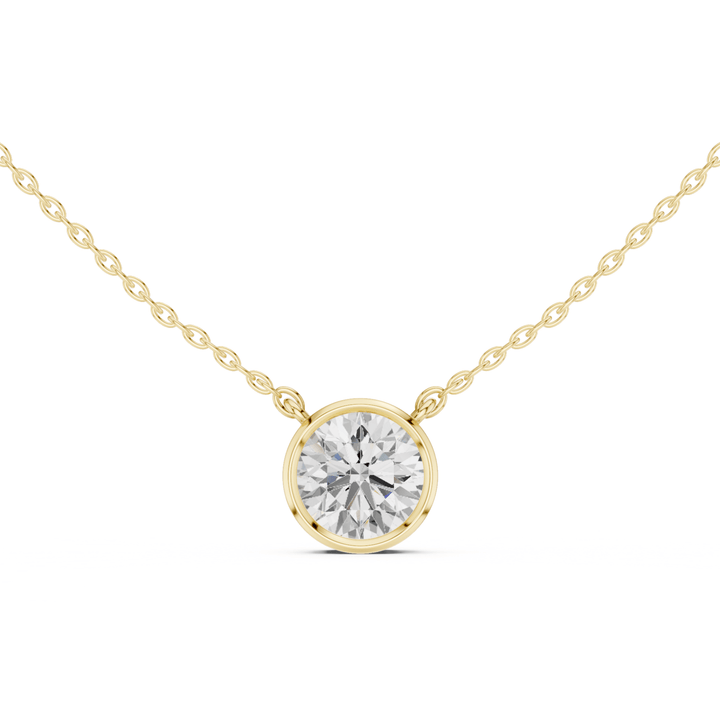 Round Cut Diamond Bezel Solitaire - P1135RD in Necklace by 18 KARATS INC.