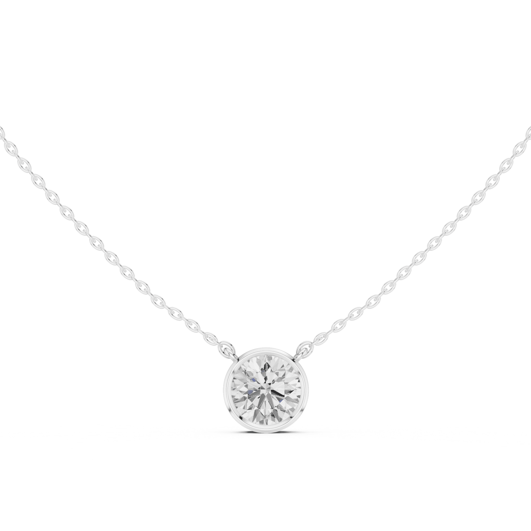 Round Cut Diamond Bezel Solitaire - P1135RD in Necklace by 18 KARATS INC.