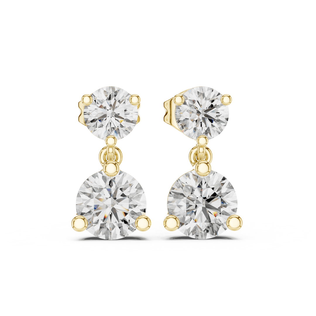 Round Cut Diamond Two Stone Drop Earrings - E1133 in Earrings by 18 KARATS INC.