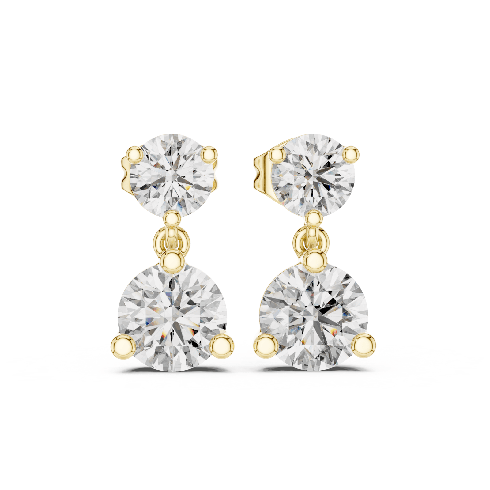 Round Cut Diamond Two Stone Drop Earrings - E1133 in Earrings by 18 KARATS INC.