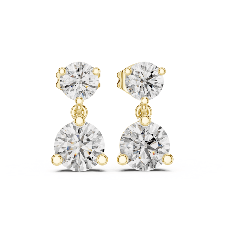 Round Cut Diamond Two Stone Drop Earrings - E1133 in Earrings by 18 KARATS INC.