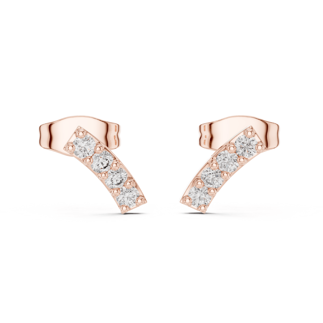 Round Diamond Arc Stud Earrings - E1156 in Earrings by 18 KARATS INC.