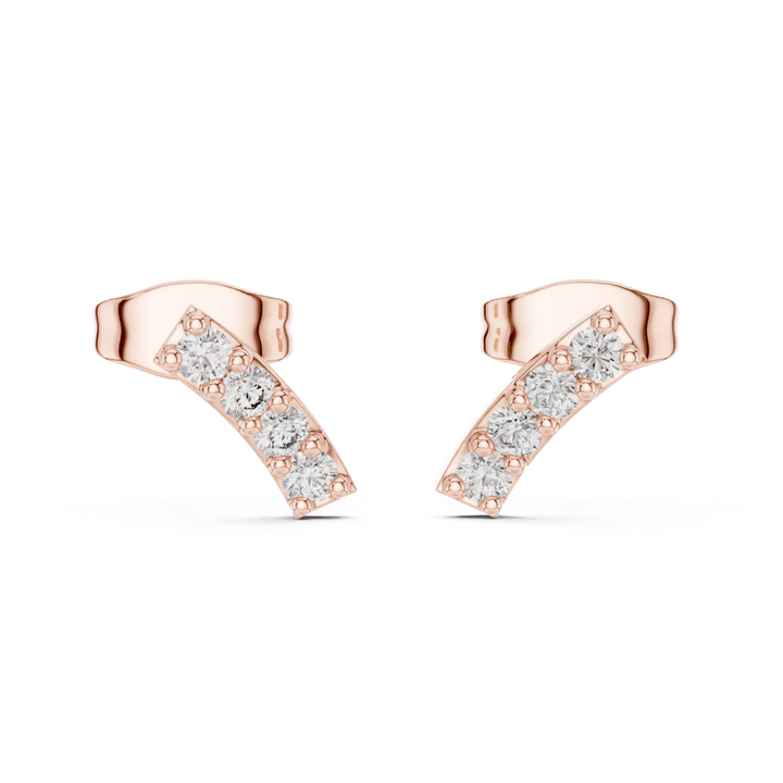 Round Diamond Arc Stud Earrings - E1156 in Earrings by 18 KARATS INC.